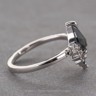 1.30 Carat Black Speckled Pear Diamond Engagement Ring, Ombre Avaline Setting, 14K White Gold