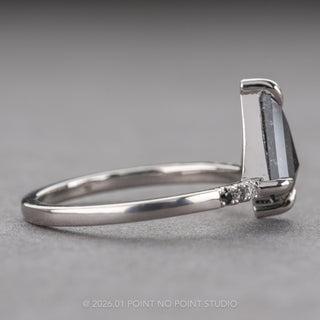 1.15 Carat Black Speckled Kite Diamond Engagement Ring, Ombre Jules Setting, Platinum