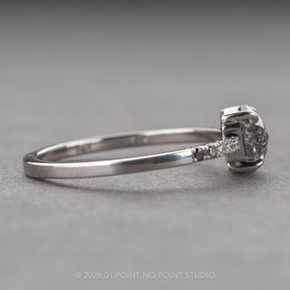 .93 Carat Salt and Pepper Hexagon Diamond Engagement Ring, Ombre Jules Setting, Platinum