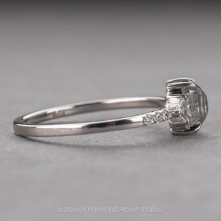 1.69 Carat Canadian Salt and Pepper Emerald Shaped Diamond Engagement Ring, Eliza Setting, Platinum