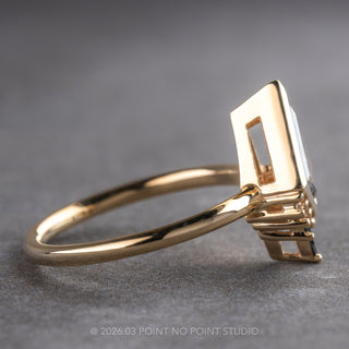 .98 Carat Salt and Pepper Kite Diamond Engagement Ring, Bezel Ombre Ava Setting, 14K Yellow Gold