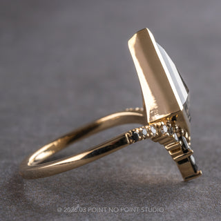 2.65 Carat Salt and Pepper Kite Diamond Engagement Ring, Bezel Ombre Willa Setting, 14K Yellow Gold