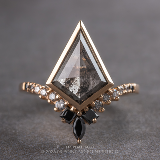 3.25 Carat Salt and Pepper Kite Diamond Engagement Ring, Bezel Ombre Willa Setting