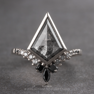 3.25 Carat Salt and Pepper Kite Diamond Engagement Ring, Bezel Ombre Willa Setting