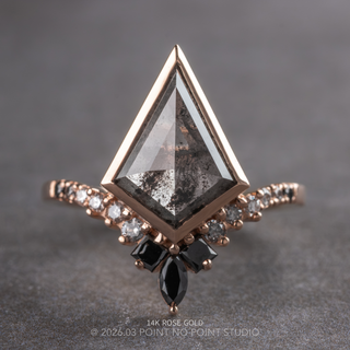 3.25 Carat Salt and Pepper Kite Diamond Engagement Ring, Bezel Ombre Willa Setting