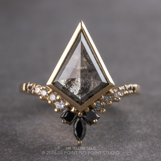3.25 Carat Salt and Pepper Kite Diamond Engagement Ring, Bezel Ombre Willa Setting