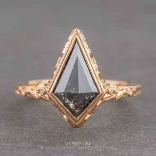 2.81 Carat Black Salt and Pepper Kite Diamond Engagement Ring, Bezel Liana Setting