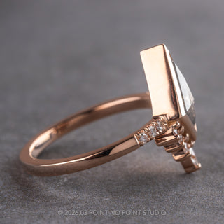 .98 Carat Salt and Pepper Kite Diamond Engagement Ring, Bezel Avaline Setting, 14k Rose Gold