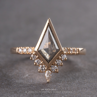 1.61 Carat Salt and Pepper Kite Diamond Engagement Ring, Bezel Avaline Setting