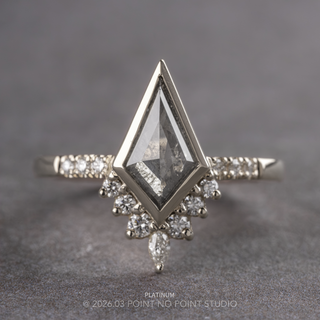 1.61 Carat Salt and Pepper Kite Diamond Engagement Ring, Bezel Avaline Setting