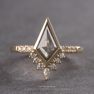 1.61 Carat Salt and Pepper Kite Diamond Engagement Ring, Bezel Avaline Setting