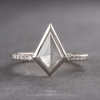 1.33 Carat Icy White Kite Diamond Engagement Ring, Bezel Jules Setting, 14K Yellow Gold, Point No Point Studio. Available in a variety of metal types. Eco-friendly, Recycled Metals, Conflict Free.
