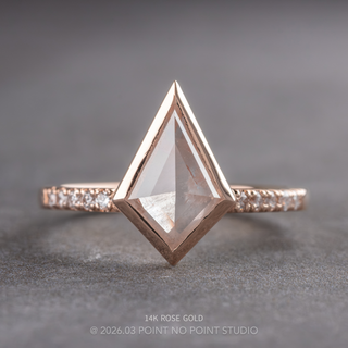 1.33 Carat Icy White Kite Diamond Engagement Ring, Bezel Jules Setting, 14K Yellow Gold, Point No Point Studio. Available in a variety of metal types. Eco-friendly, Recycled Metals, Conflict Free.