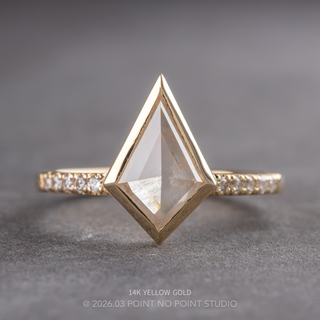 1.33 Carat Icy White Kite Diamond Engagement Ring, Bezel Jules Setting, 14K Yellow Gold, Point No Point Studio. Available in a variety of metal types. Eco-friendly, Recycled Metals, Conflict Free.