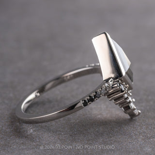 1.65 Carat Black Salt and Pepper Kite Diamond Engagement Ring, Bezel Ombre Wren Setting, Platinum