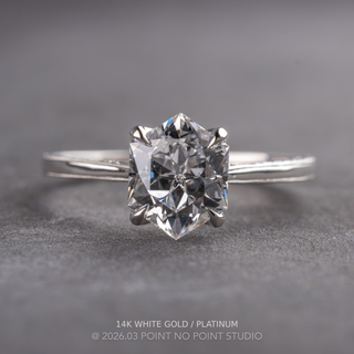 Hexagon Lab Diamond Engagement Ring, Engraved Tulip Setting