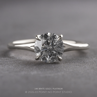 1.55 Carat Canadian Salt and Pepper Round Diamond Engagement Ring, Solene Setting