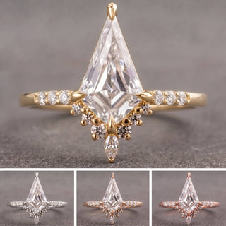 Kite Lab Diamond Engagement Ring, Avaline Setting, Point No Point Studio. Available in a variety of metal types. Eco-friendly, Recycled Metals, Conflict Free.