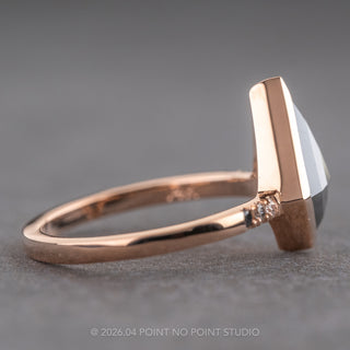 1.60 Carat Black Kite Diamond Engagement Ring, Bezel Ombre Jules Setting, 14K Rose Gold