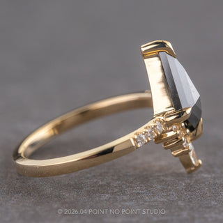 1.17 Carat Black Kite Diamond Engagement Ring, Avaline Setting, 14k Yellow Gold