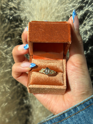 salt and pepper pear diamond ring