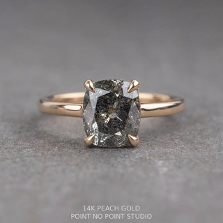 2.32 Carat Canadian Salt and Pepper Cushion Diamond Engagement Ring, Lark Setting