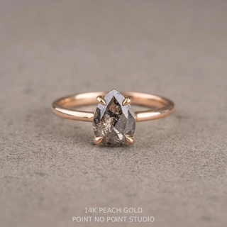 1.37 Carat Salt and Pepper Pear Diamond Engagement Ring, Lark Setting