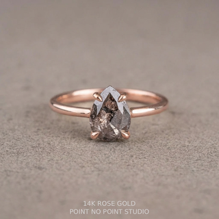 1.37 Carat Salt and Pepper Pear Diamond Engagement Ring, Lark Setting