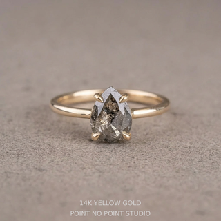 1.37 Carat Salt and Pepper Pear Diamond Engagement Ring, Lark Setting