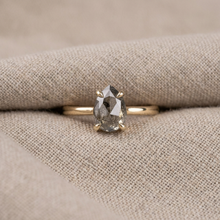 1.37 Carat Salt and Pepper Pear Diamond Engagement Ring, Lark Setting