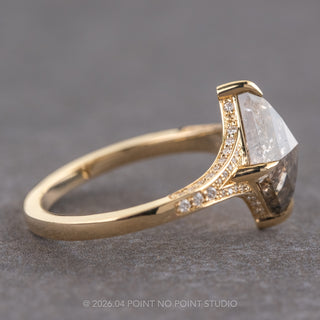 2.50 Carat Salt and Pepper Lozenge Diamond Engagement Ring, River Setting, 14K Yellow Gold