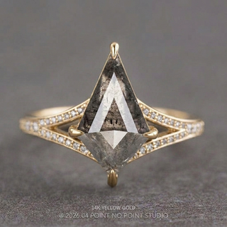 1.96 Carat Salt and Pepper Kite Diamond Engagement Ring, River Setting