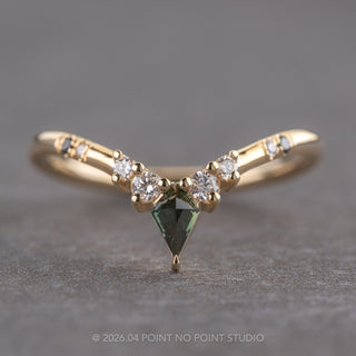 Large Kora Wedding Ring, Kite Sapphire, 8 Diamond, Round Band