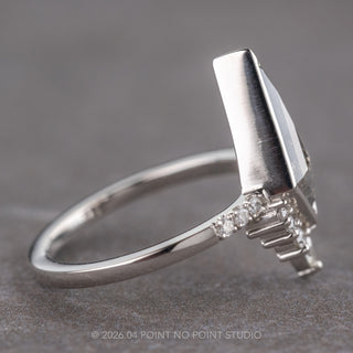 1.14 Carat Black Salt and Pepper Kite Diamond Engagement Ring, Bezel Avaline Setting, Platinum