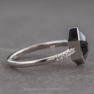 1.66 Carat Black Hexagon Diamond Engagement Ring, Bezel Jules Setting, Platinum