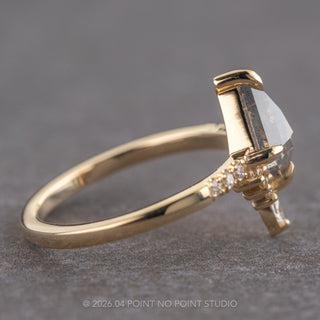 1.05 Carat Salt and Pepper Kite Diamond Engagement Ring, Avaline Setting, 14K Yellow Gold