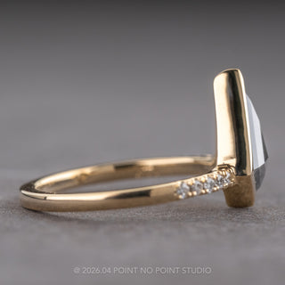 1.17 Carat Salt and Pepper Kite Diamond Engagement Ring, Bezel Jules Setting, 14K Yellow Gold