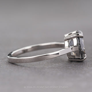 2.19 Carat Black Salt and Pepper Oval Diamond Engagement Ring, Lark Setting, Platinum