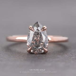1.06 Carat Canadian Salt and Pepper Pear Diamond Engagement Ring, Basket Jane Setting