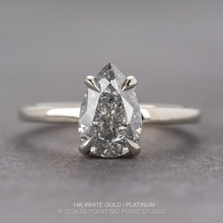 1.06 Carat Canadian Salt and Pepper Pear Diamond Engagement Ring, Basket Jane Setting