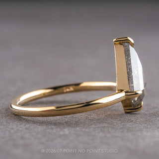 1.61 Carat Salt and Pepper Kite Diamond Engagement Ring, Jane Setting, 14k Yellow Gold, Point No Point Studio. Eco-friendly, Recycled Metals, Conflict Free.