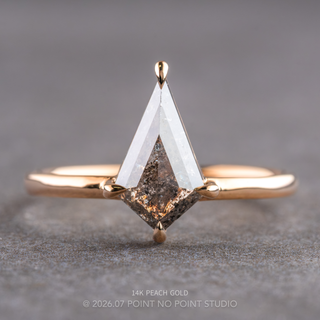 1.19 Carat Salt and Pepper Kite Diamond Engagement Ring, Jane Setting, Point No Point Studio. Available in a variety of metal types. Eco-friendly, Recycled Metals, Conflict Free.