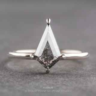 1.19 Carat Salt and Pepper Kite Diamond Engagement Ring, Jane Setting, Point No Point Studio. Available in a variety of metal types. Eco-friendly, Recycled Metals, Conflict Free.
