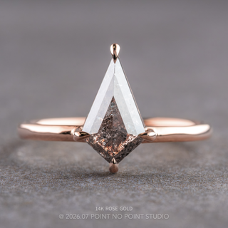 1.19 Carat Salt and Pepper Kite Diamond Engagement Ring, Jane Setting, Point No Point Studio. Available in a variety of metal types. Eco-friendly, Recycled Metals, Conflict Free.
