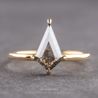 1.19 Carat Salt and Pepper Kite Diamond Engagement Ring, Jane Setting, Point No Point Studio. Available in a variety of metal types. Eco-friendly, Recycled Metals, Conflict Free.
