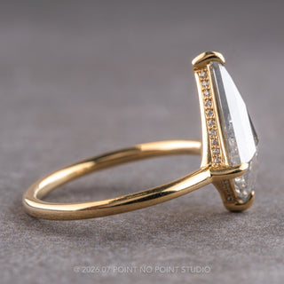 2.74 Carat Salt and Pepper Kite Diamond Engagement Ring, Jade Setting, 14k Yellow Gold, Point No Point Studio. Eco-friendly, Recycled Metals, Conflict Free.