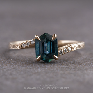 1.70 Carat Deep Blue Hexagon Sapphire and Diamond Engagement Ring, Claire Setting