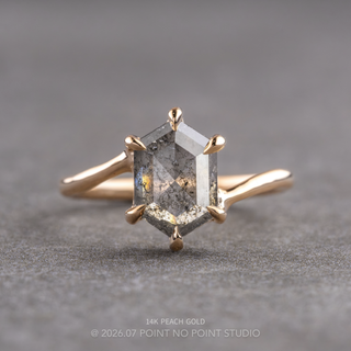 1.58 Carat Salt and Pepper Hexagon Diamond Engagement Ring, Lucille Setting