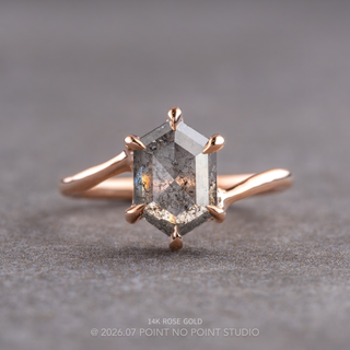 1.58 Carat Salt and Pepper Hexagon Diamond Engagement Ring, Lucille Setting