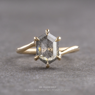 1.58 Carat Salt and Pepper Hexagon Diamond Engagement Ring, Lucille Setting